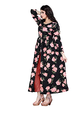 Image of H.E HAMZA ENTERPRISER Printed Crepe Material Brown Western Dress For Women