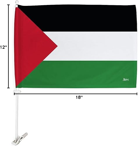 Miniatura 5 de Bandera de Palestina para ventana de coche, paquete de 2 unidades, bandera de Palestina para Carros, regalos pequeños, soporte para decoración