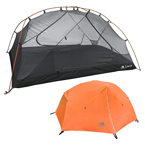 Hyke & Byke Zion Hiking & Backpacking Tent - 3 Season Ultralight, Waterproof Tent for Camping w/Rain Fly and Footprint - 2 Person - Orange