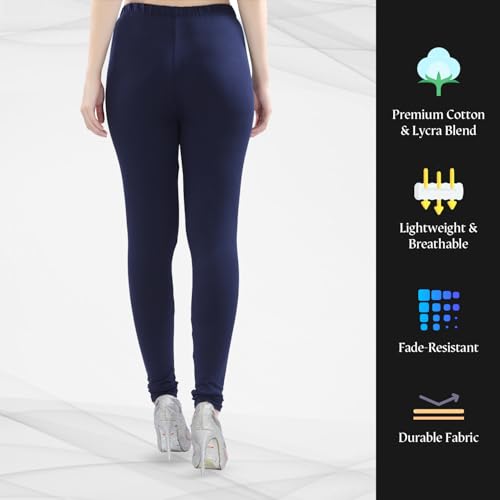 Image of TRASA Ultra Soft Cotton 4 Way Stretchable Churidar Solid Regular and Plus 20 Colours Leggings for Womens and Girls -Sizes :-M, L, XL, 2XL, 3XL, 4XL, 5XL, 6XL