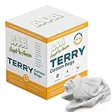 Angel-in-Armor White Terry Cloth Rags (12” x 12”) – 5Ib Bulk Box of 100% Cotton Cleaning Rags (60 Units) – Reclaimed Towels for Plumbers, Shop Use, Janitorial, and Commercial Cleaning