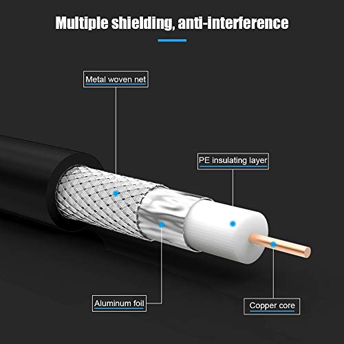 Coaxial Cable 1Ft, Short Coax Cable 1 Foot, 0.3M 2-Pack With Right Angle Connectors, Black 75 Ohm Shield Digital Rg6 Cables With F-Male Connectors For Tv Antenna Dvr Satellite #TOP1