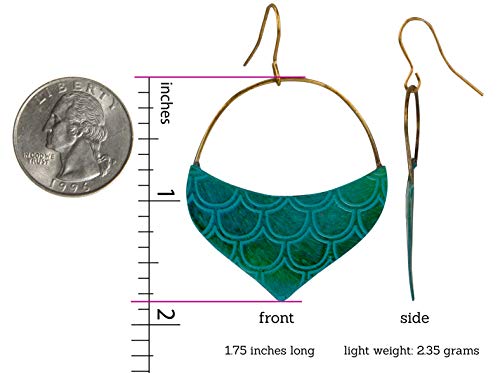 Mermaid Hoop Scale Artsy Fashion Earrings For Women Gold Silver Bronze Or Teal (Teal) #TOP2