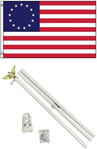 3'x5' 13 Star Betsy Ross Hist. US American Flag Polyester w/ 6' Pole Kit