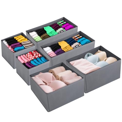 Strehknewen Organizador de Cajones 6 Piezas – Cajas Organizadoras Plegables con Fondo Reforzado, Separadores de Cajones y Organizador de Armario para Ropa Interior, Calcetines, Sujetadores y Accesorio