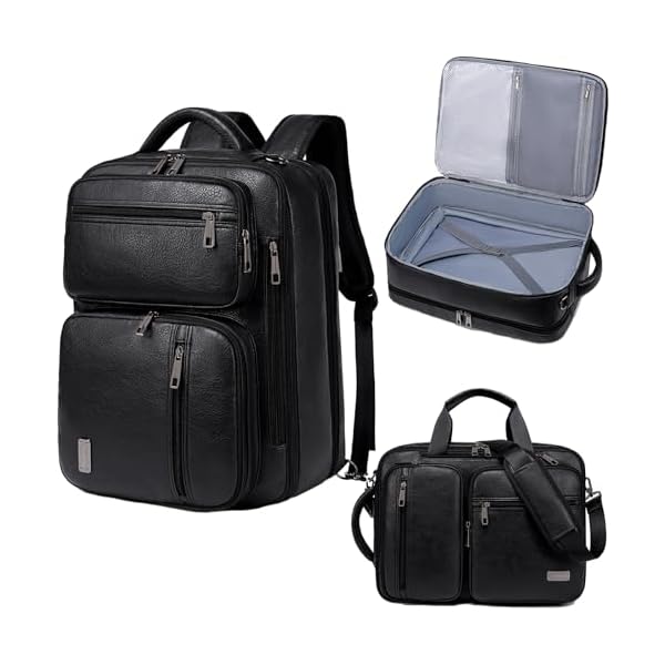 weiatas 3-in-1 Vegan Leather Convertible Laptop Bag for Men Women, Expandable Travel Backpack Work Briefcase Messenger Bag | Convertible, Expandable, Multi-pocket, Waterproof
