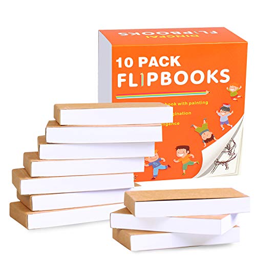 DINGPAI Blank Flipbooks (Flip Book) 10 Pack for Animation, Sketching, and Cartoon Creation, 4.5