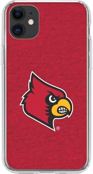 Skinit Clear Phone Case Compatible with iPhone 11 - Officially Licensed University of Louisville Red Background Design