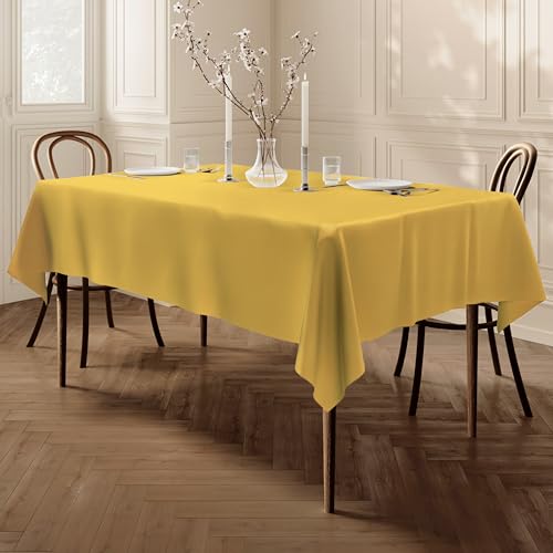 Home Direct Nappe Polyester Facile d'entretien Rectangulaire 150 x 250 cm Uni Jaune