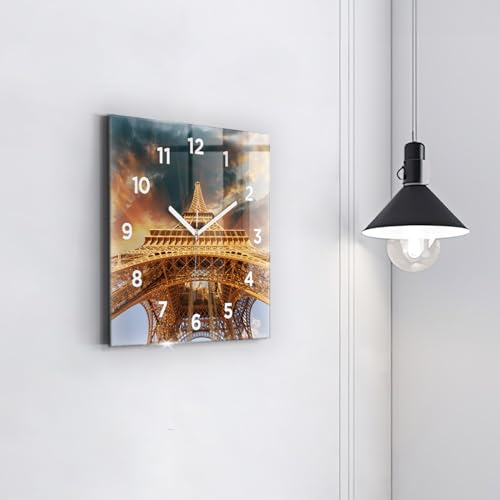 Horloge numérique carrée 30x30 cm Tour Eiffel Wallfluent