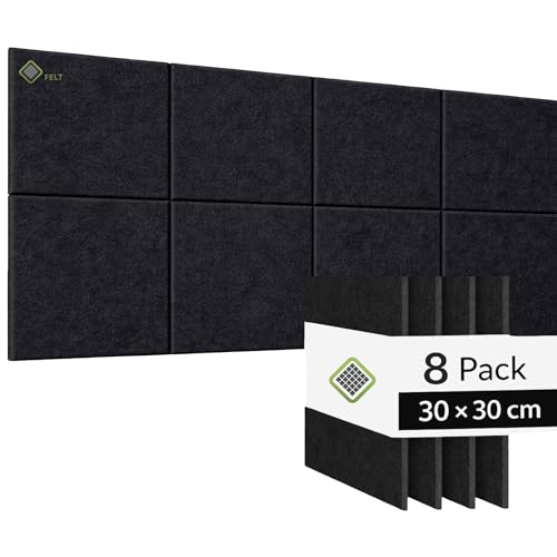Image of YGM Acoustic Foams Luxury PET Felt Acoustic Self Adhesive Panels, 10 MM Thick, Sound Absorbing Panels for Wall | Room Noise Reducer & Sound Dampening (OG Black, 1x1 Foot - 8 Panels)