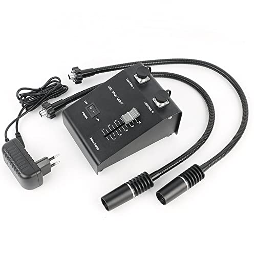 Microscope 6W Dual Lights Illuminator Lamp Source for Industry Stereo Microscope Lens Camera 110V-240V Adapter(A)