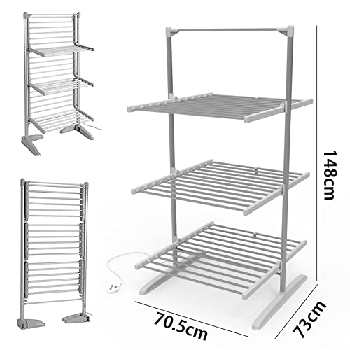 3 Tier Electric Heated Clothes Dryer Airer Heated Clothes Airer, Folding Laundrythes Airer, Folding Laundry Drying Rack Towel Warmer, 36 Heated Drying Bars, Floor-Standing Heated Fashionable FANDIAO - Image 9