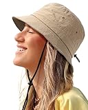 Waterproof Bucket Hat for Women Men Rain Hat UPF 50+ Wide Brim Boonie Sun Hat Foldable Summer Floppy Beach Fishing Safari Hat Khaki