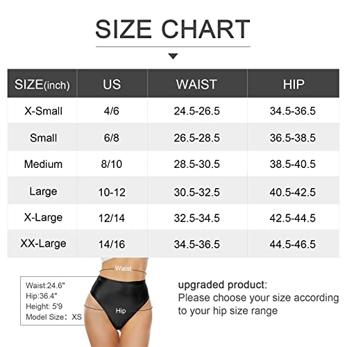 Kepblom Women's Thong Metallic Rave Bottoms Shiny High Waisted Panties For Festival Clubwear Dancing, Black, M #TOP6