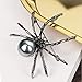 Halloween Black Spider Brooches Pins Punk Black Crystal Rhinestone Gothic Spider Insect Brooch Pin Jewelry for Women Men-Pearl