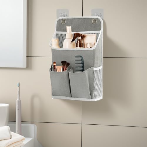 Calkkrer 2 Stück Hängeorganizer Grau, Wandorganizer mit Taschen, Türregal Stoff Hängeaufbewahrung für Bad, Schlafzimmer, Büro, Wohnmobil, Camping Aufbewahrung
