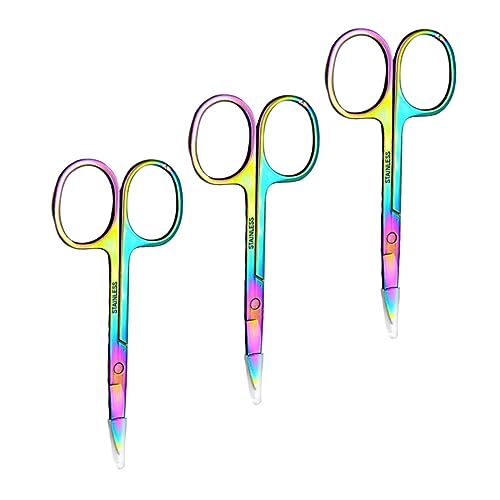 HONMEET Stainless Steel Eyebrow Trimming Scissors 3-piece Set Sleek Design Durable for Beauty Grooming Easy to Use