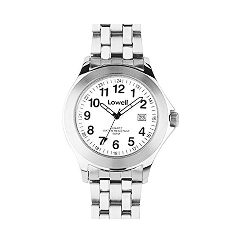 Montre homme acier blanc Lowell avec bracelet classique en métal argenté