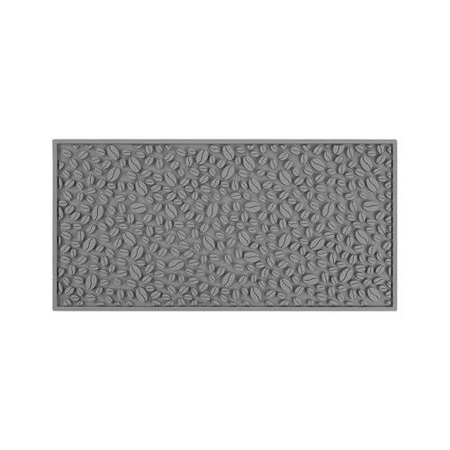 watchget Silicone Bar Mat - Non-Slip Coffee Maker Countertop Mat with Coffee Bean Shaped Anti-Slip Granules, Durable Spill & Cup Drying Mat for Bars, Restaurants, 15.7 x 8 Inch Gray