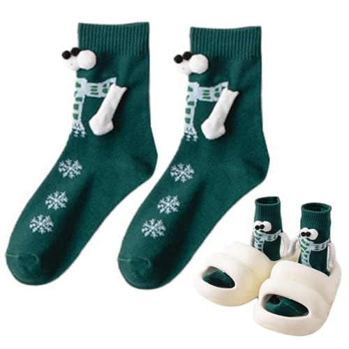 Paar sokken | 1 paar kerstpaarsokken - Magnetische nieuwigheidssokken, warme wintersokken, kerstcadeaus voor dames en heren - Afbeelding 7