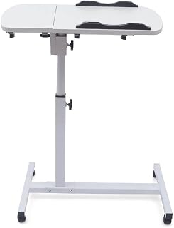 Mesa Auxiliar para Laptop Plegable | Escritorio Ergonómico Extraíble y Ajustable (Altura/Inclinación 360°) | Mesa de Cama con Ruedas y Frenos | Home Office Móvil.