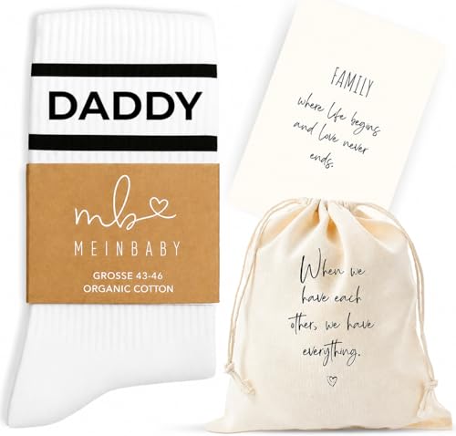 MeinBaby123® Geschenk zur Geburt Schwangerschaft, Baby Socken, Mama Socken, Papa Socken, Mommy Daddy Baby Socken, Geschenk Eltern, Babyparty