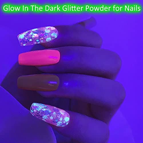 Glow In The Dark Face Glitter, Body Glitter For Women 12 Colors&Shapes Makeup Chunky Fine Glitter,Self-Adhesive Uv Black Light Glitter For Halloween Makeup, Cosmetic, Festival, Craft #TOP4