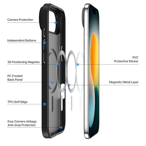 Image of VONZEE Back Cover Case Compatible with iPhone 17 Air Case, Luxury Retro Flowers Floral Clear for Magnetic Wireless Charging Case Shockproof PC+TPU Cute Glossy Shiny Cover for Girls Women, 6.6'' Black