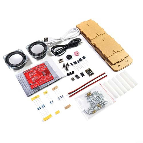DIY Compatible-Bluetooth Lautsprecher Bausatz, Elektronisches Schweißen Stereo Lautsprecher Kit, Transparentes Gehäuse, USB-Betrieb, für Ausbildung und Skill-Training(Without housing)