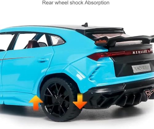 Image of 1:24 Lambos Urus Bison Mansory SUV Diecast Model - Alloy Body Pull Back Car with Light & Sound, Openable Doors - Collectible Vehicle Toy Gift for Kids & Car Enthusiasts (Black)