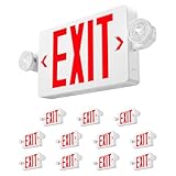 Amico 12 Pack Red Exit Signs with Emergency Lights, Commercial Grade, 94V-0 Fire Resistant Housing, Two LED...