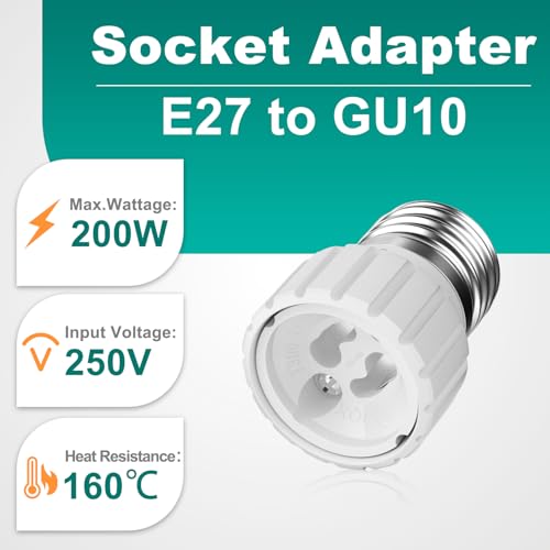 Image of DiCUNO E27 to GU10 6pcs Socket Adapter Socket Converter Lamp Base for LED and Incandescent Bulbs or Compact Fluorescent Bulbs