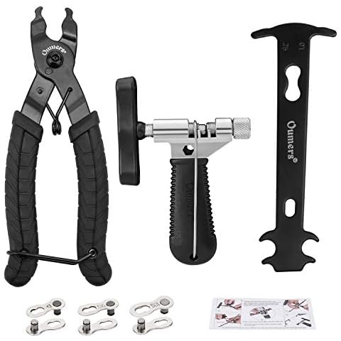 Oumers Bike Chain Tool Set, Bike Chain Plier Bike Chain Splitter Chain Wear Indicator 3 Pairs Bicycle Missing Link for 6/7/8/9/10 Speed Easy Using Chain Remover Closer Cover