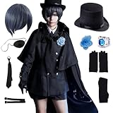 Phantomhive Cosplay Costume Phantomhive Cosplay Uniform Outfit Full Set with Hat for Men(uniform/WIG,2XL)