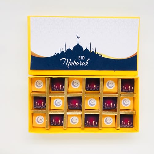Image of EXPELITE Eid Mubarak Dry Fruits Chocolate gift 18 pieces - Gift for Girlfriend Wife
