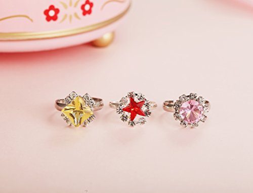 PinkSheep Diamond Rings for Kids, Girl 36PCS Colorful Rhinestone Rings, Sparkle Adjustable, Girl Pretend Play and Dress Up Rings