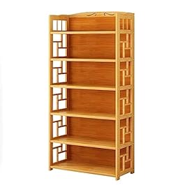 Book Shelf 6 Tier Bookshelf Bamboo Standing Bookcase Space Saving Book Rack for Home Living Room Minimalist Bookshelves Use for Many Years