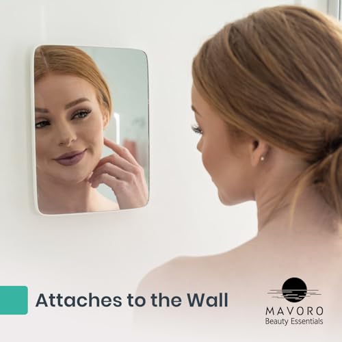 Mavoro 17.5 x 22.5cm Travel & Vanity Mirror with Stand | Small Wall Adhesive Mirror | Peel and Stick Wall Mount Travel Make up Mirror | Real Glass by Mavoro - Image 5