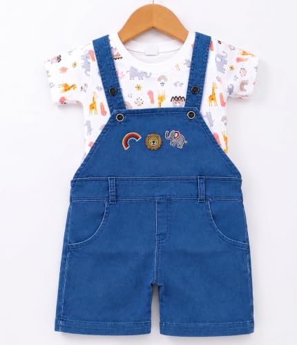 Image of Krishn Cotton Printed Dungaree Set | Kids Dress for Baby Boys and Baby Girls