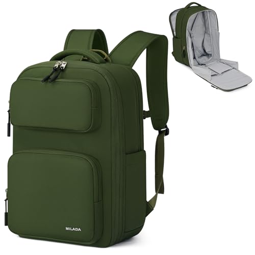 MILADA-Expandable-Travel-Backpack-28L-to-39L-TSA-Approved-Carry-On-Backpack-with-17-Inch-Laptop-Compartment-School-Business-Work-Backpack-for-Men-Women-Green MILADA Expandable Travel Backpack 28L to 39L, TSA-Approved Carry On Backpack with 17 Inch Laptop Compartment, School Business Work Backpack for Men & Women, Green - Image 1