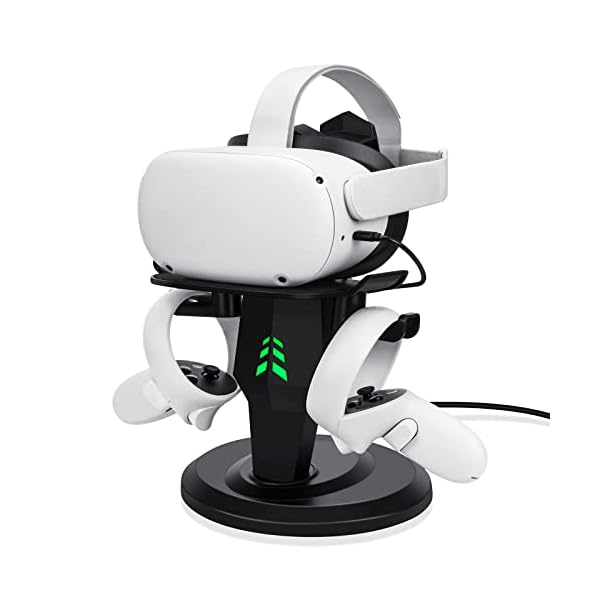 alcopanda VR Stand, Headset Charging Dock, VR Display Stand Accessories for Meta/Oculus Quest 2, PSVR 2,Rift, Rift S,Valve Index Headset and Touch Controllers