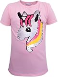 100% Baumwolle Einhorn4 Kinder Mädchen T-Shirt Bluse Kurzarm Rosa 122-128