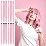 12 PCS Colored Clip in Hair Extensions, BEAHOT 22 Inch Rainbow Long Straight Hairpieces Clip in Synt