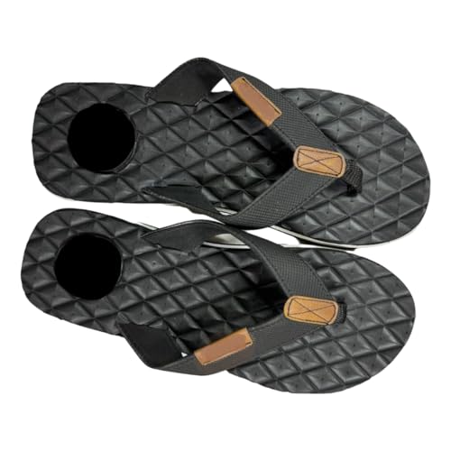 L S U Men's Flip Flop Soft Comfortable Thong Sandals Non Slip Slide Sandals (7 BLACK)