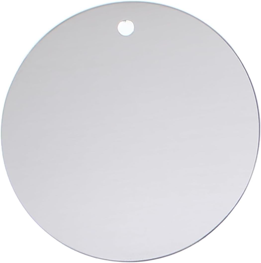CleverDelights 2" Round Aluminum Blanks - Shiny Anodized Finish - 18GA (.039") Thickness - 3mm (1/8") Hole - Stamping, Hardware, Valve Tags, Crafts - 2 Inch Diameter (50)