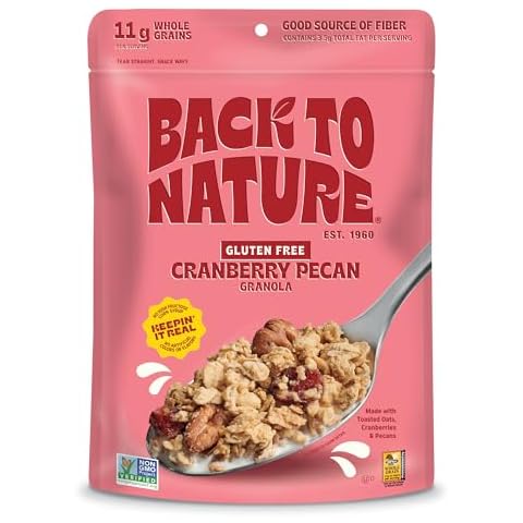 Back to Nature Granola Cereal - Gluten Free, Non-GMO, Plant Based Snacks made with Whole Grain Rolled Oats - Cranberry Pecan, 11 Ounce Cover
