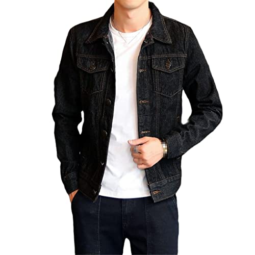 Veste en jean ajustée noire pour homme avec finitions déchirées branchées