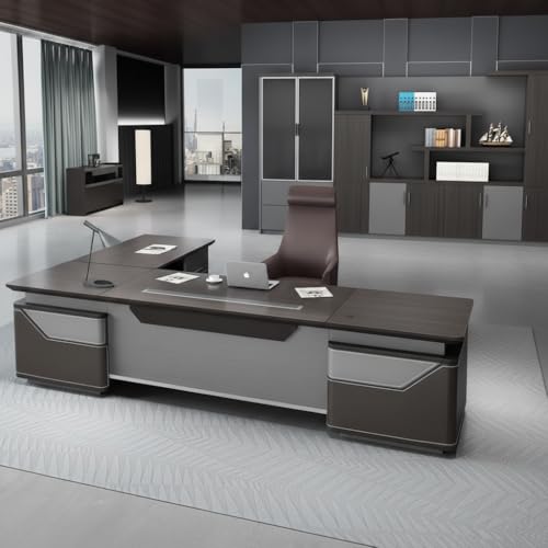 Image of Luxury Modern Executive Director Table with Integrated Storage, Premium Wood Finish, Sleek Panel Design & Spacious Work Surface for Corporate Offices (LDL-764 MDFL L6W3)