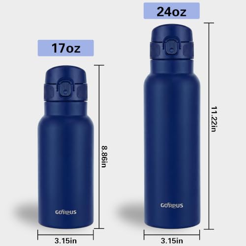 Image of GOPPUS 25 oz Insulated Water Bottle with Direct-Drink Lid,Keep Cold 24H,Leak-Proof Stainless Steel Bottle Ideal for the Gym,Travel,and Outdoor Use,Suitable for Teens and Adults(Ink blue)
